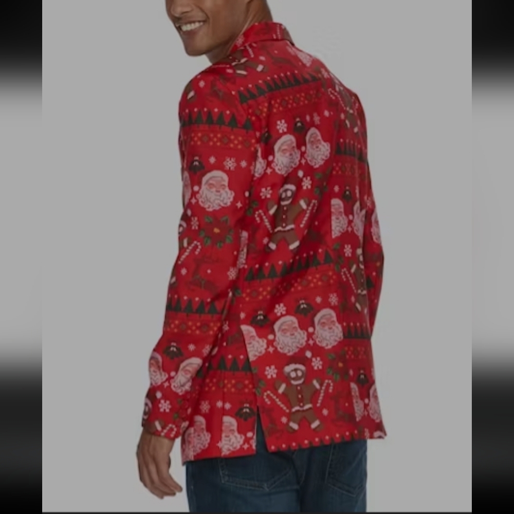 NWT Christmas Suit Jacket Blazer Size Red Santa Gingerbread